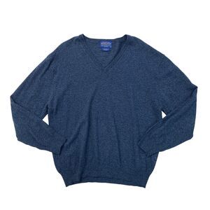 Pendleton Sweater Mens L Large Blue V Neck Viscose Nylon Acrylic Blend Pullover